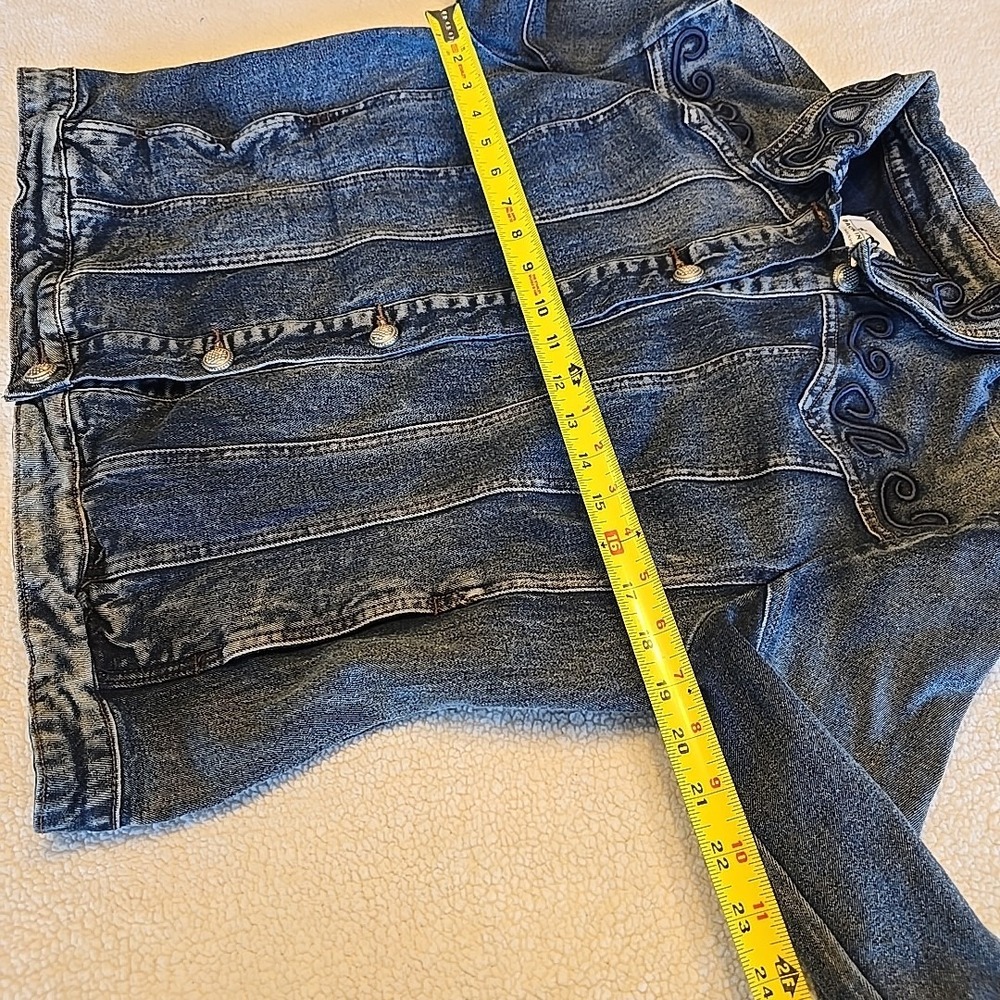 Back In The Saddle Womens L Denim Jacket Southwestern Detail Embroidery Rodeo - Picture 11 of 13